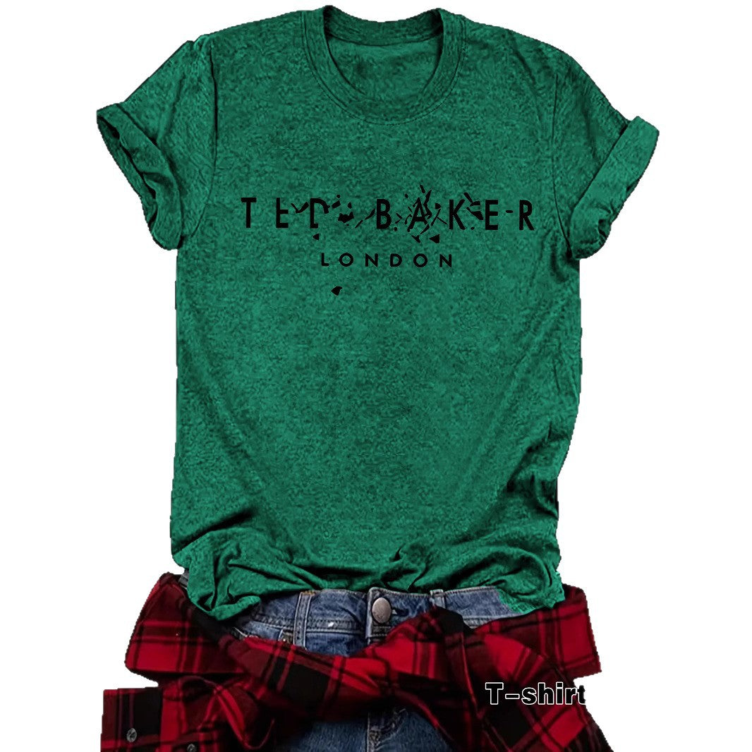 Printed short sleeved slogan short sleeved shirt