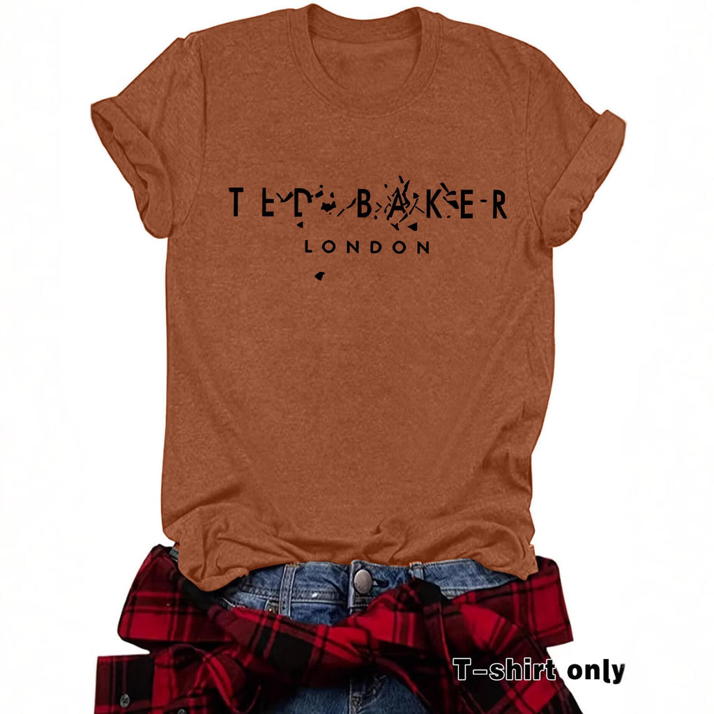 Printed short sleeved slogan short sleeved shirt