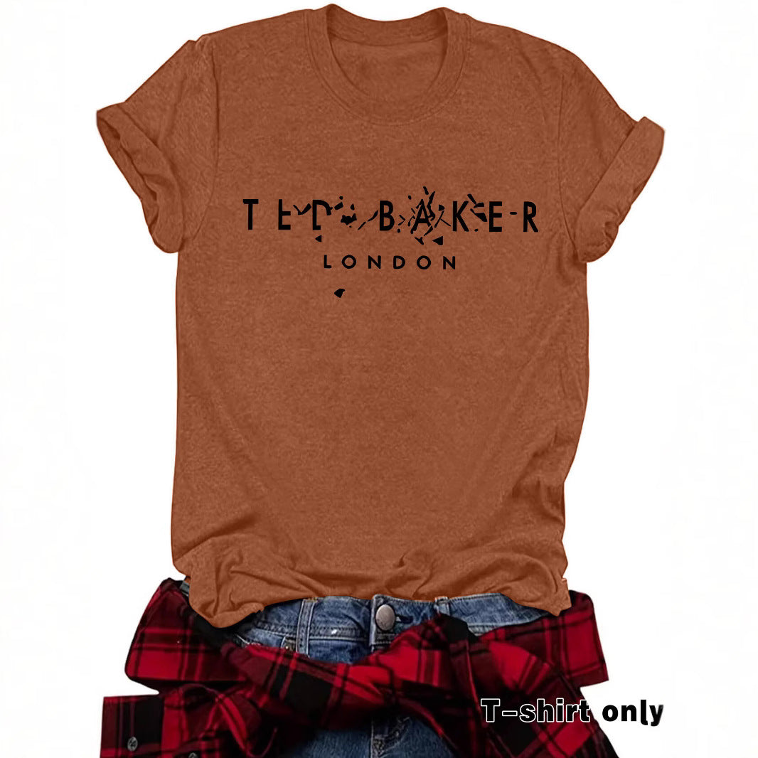 Printed short sleeved slogan short sleeved shirt