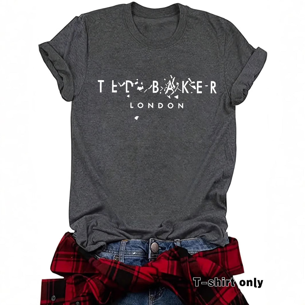 Printed short sleeved slogan short sleeved shirt