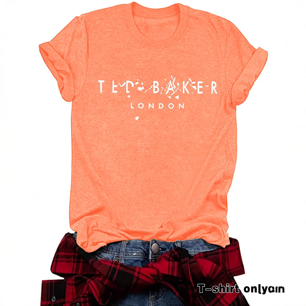 Printed short sleeved slogan short sleeved shirt